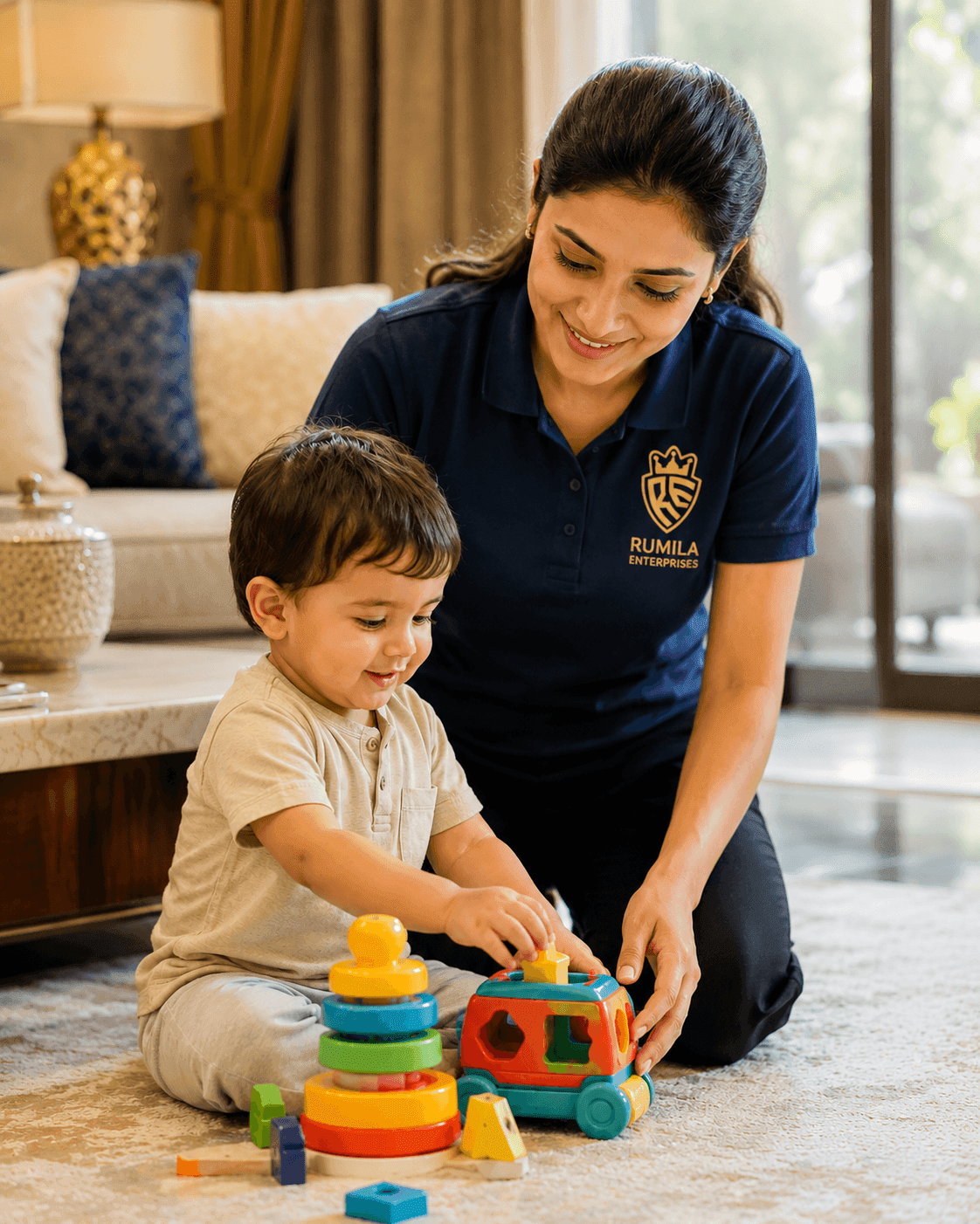 Professional Rumila Enterprises live-in nanny providing trusted babysitter support in a Delhi NCR home