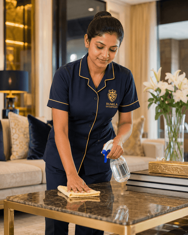 Rumila Enterprises live-in maid providing professional housekeeping support in a Delhi NCR home